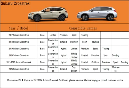 Image of Kayme 6 Layers SUV Car Cover Custom Fit for Subaru Crosstrek (2017-2025) Waterproof All Weather for Automobiles, Outdoor Full Cover Rain Sun UV Protection.Silver