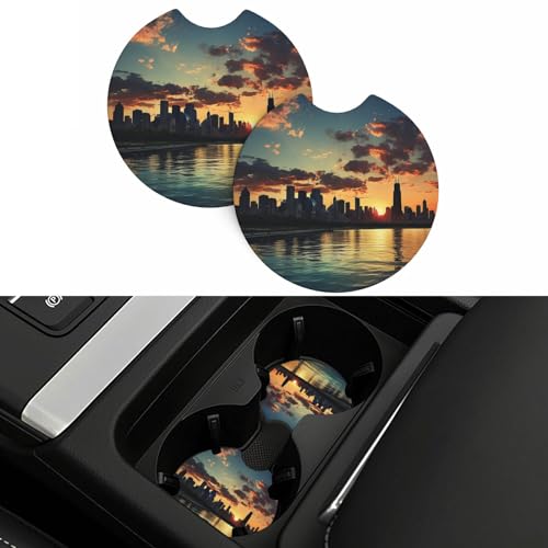 Portavasos para carro 2 unidades diseño ciudad neopreno miniatura 7