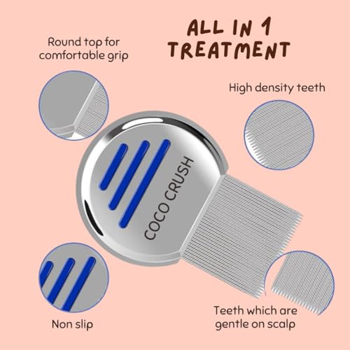 Image of Coco Crush Ayurvedic Lice Treatment Combo: Anti Lice Shampoo & Lice Treatment Comb|100% Natural Head Lice Removal|Safe For Kids|Neem & Tea Tree Extracts|Paraben & Sulphate Free (100Ml + Comb)