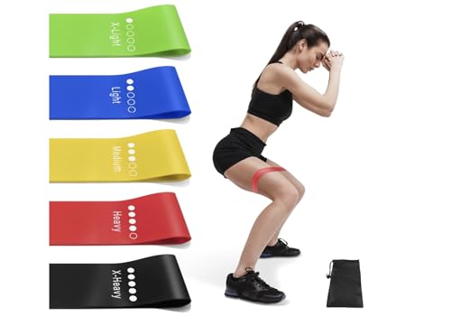 Resistance Bands Set for Workout – Durable Mini Exercise Bands for Strength Training, Physical Therapy, Yoga & Home Fitness – Non-Slip, Portable & Versatile. Carry Bag Included, Set of 5