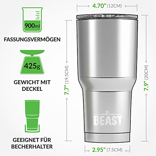 Greens Steel Beast Tumbler – 900 ml (30 oz), Königsblau | Wiederverwendbarer Edelstahl, vakuumisolierter Becher… – Ansicht 5