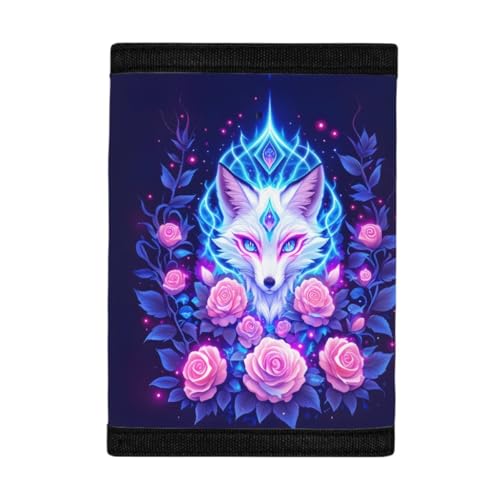 GLUDEAR Kids Boys Girls Wallet Trifold Youth Coin Pocket Card Holders Animal Wallets Money Organizer,Fox Pink Rose Floral
