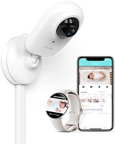 Simyke Smart Video Baby Monitor WiFi Smart Phone 1080P Camera,AI Detection,Cry Monitor and Lullabies,HD Night Vision,Two-Way Audio,Cloud & SD Card Storage,Connect Smart Watch App Control