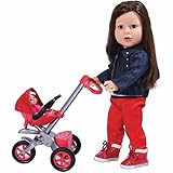 THE NEW YORK DOLL COLLECTION Adiós Bebé Calesa Rojo Calesa (Paseante) Juntos con Bebé Muñeca (Muñeca de 18 Pulgadas No Iincluida) para 18 Pulgadas / 46 cm Muñecas - Muñeca Cochecito