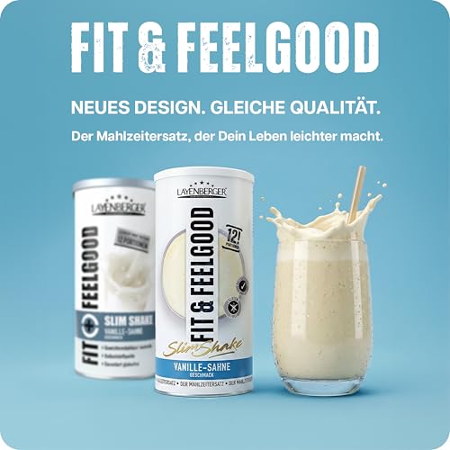 Layenberger Fit&Feelgood Slim Shake Powder, Mahlzeitersatz für 12 Portionen mit je 213 kcal (1x 396 g) - Schoko-Nuss
