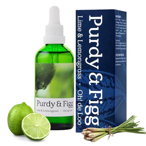 Purdy and Figg | Oh! de Loo - 100 Millimeter Loo Deodoriser | Lime and Lemongrass Natural Air Refreshner | Odor Eliminator Made With Essential Oil | Natural Fresh, Uplifting Citrus