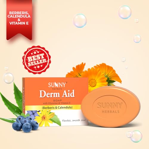 Image of Sunny Herbals Derm Aid Soap | Gentle on Sensitive Skin | Herbal Formula | For Daily Use | Clean & Clear Skin Naturally, 75 gm (Pack of 4)