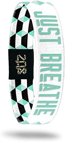 ZOX Inspirational & Motivational Bracelet – Just Breathe - Uplifting Reversible Stretch Wristband with Positive Affirmations made from Recycled Plastic – Encouragement Gifts for Men, Women & Kids - Medium