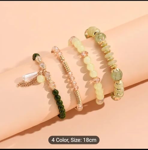 Image of ROYAL NEEDS Fashionable Beaded Multilayer Bracelets for girls and women's. Multicolor flexible crystal Bohemian Stackable Bracelets for women's
