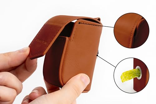 BEBOTAN Hundekotbeutel Spender mit Karabiner – Hochwertiger Kotbeutelhalter aus veganem Kunstleder inkl. 1 Rolle Hundekotbeutel – Praktisches Hundezubehör für unterwegs (Braun)