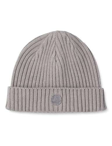 Timberland T100431-51-1 Size Men's Ribbed Watch Cap with Logo Patch, Heather Grey 2