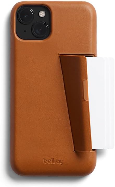 BellroyPhone Case โ 3 Card for iPhone 15 Plus (Leather iPhone case, Phone Wallet) - Terracotta