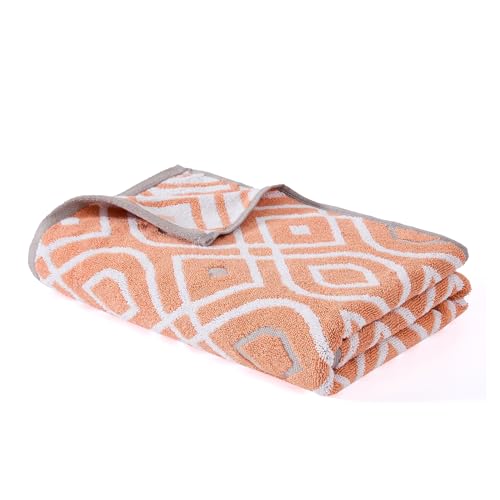 Image of Modern Threads 6 Piece Bath Towel Set Bathroom Set w / 2 Bath Towels, 2 Hand Towels, & 2 Wash Cloths 100% Cotton, Super Absorbent & Extra Soft Reversible Classic Diamond (Rust Orange) 1 Set (Pack of 8)