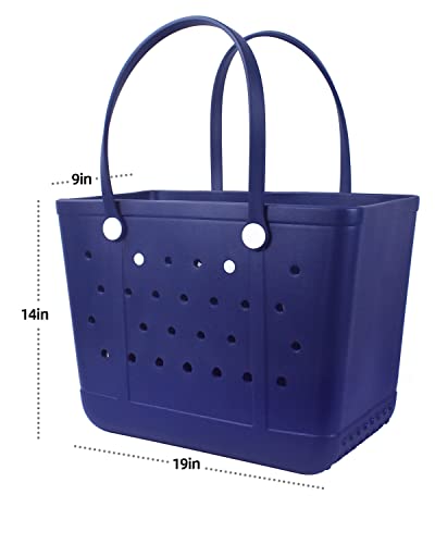 Addoklm Beach Bag, Rubber X Large Tote Bag For Waterproof, Washable And Durable Open Handbag For Boat Pool Sports Gym (Dark Blue) #TOP1