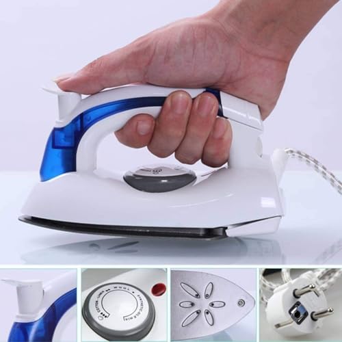 Image of Folding Travel Steam Iron, Portable Mini Dry And Steam Iron With Foldable Handle, Non Stick Soleplate For Clothes, Shirts, Sarees And Garments, Home And Travel Use