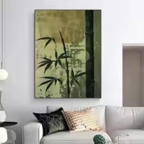 Décoration murale salon avec affiche bambou vert moderne et cadre 21x30 cm XINBAO