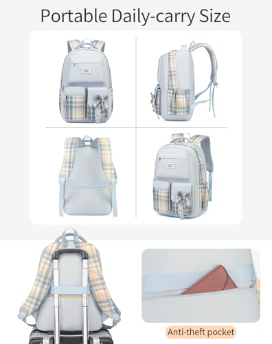 Image of Large School Backpack for Teen Girls, Cute Bookbag Laptop Bag for Middle School Highschool College Women, Student Backpack Morral Escolar Nina (Blue)