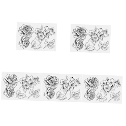 SHINEOFI 5 Hojas Sello De Goma Manual Con Flores y Hojas. Kit De Diario Chatarra Sellos Pegatina Estampilla Tinta Papel Tarjeta De Álbum De Recortes De Bricolaje Sello Floral El Plastico