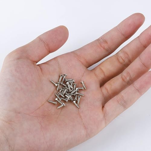 Roosea 1000 Pcs M2 Small Hinge Wood Screws 5/6/7/8/10 mm Tiny Flat Head Cross Small Wood Screws with Screwdriver for DIY Hinge Drawer Accessories(Silver) - Image 4