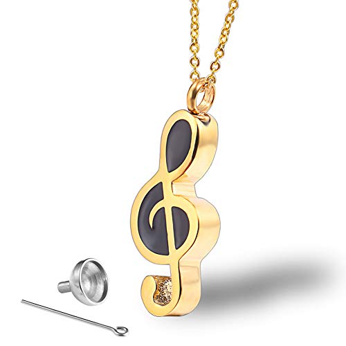 Preisvergleich Produktbild Cacoffay Rostfreier Stahl Musik Hinweis Verbrennung Denkmal Schmuck Männlich und Weiblich Anhänger Halskette Haustier Mensch Asche Andenken Einfach Parfüm Flasche,Gold