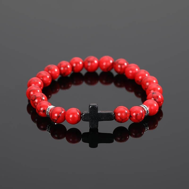 Religious Cross Bracelet for Women Dainty Colorful Faith Bracelets Sideways Healing Natural Stone Bead Cross Chain Bracelet Fashion Faith Jewelry Gift - Image 3