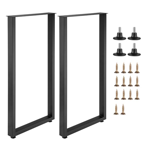 Tolstil Lot de 2 pieds de table carrés en métal noir de 100 cm, supporte jusqu'à 300 kg, parfait pour les tables de petit-déjeuner, de café, d'appoint et...