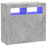 vidaXL Aparador con Luces LED Entrada Acento Pasillo Vestíbulo Recibidor Auxiliar Decoración Hogar Casa Escritorio Mueble Gris Hormigón 80x35x75 cm