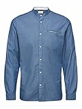 abendmode bern Aus Bio-Baumwolle SELECTED HOMME Male Hemd Schmal Geschnittener Mandarin-Kragen LEnsign Blue