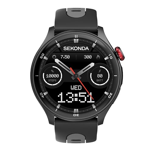 Sekonda Reloj inteligente Active Pro GPS de 47 mm en negro con correa de silicona negra