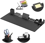 KDD Pad à clé de souris avec ensemble d'organisateur magnétique, 6 en 1 Tapis de bureau avec accessoires de rangement DIY Caractéristiques pour le support de téléphone / tablette / support de cup / carte / support Pen / gestion de câble pour les accessoires de bureau