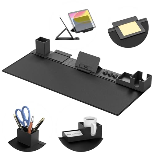 KDD Set Sottomano Scrivania, Sottomano da Scrivania in Pelle PU, Tappetino per Mouse 6 in 1 con Organizer Magnetici per Supporto Tablet/Portabicchieri/Portacarte/Portapenne/Gestione Cavi