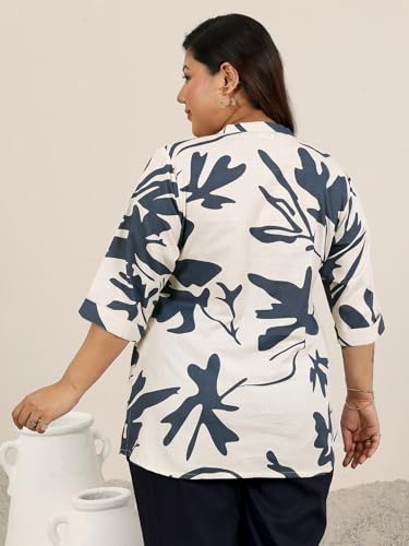 Image of Plus Size Printed Cotton Straight Kurti for Women