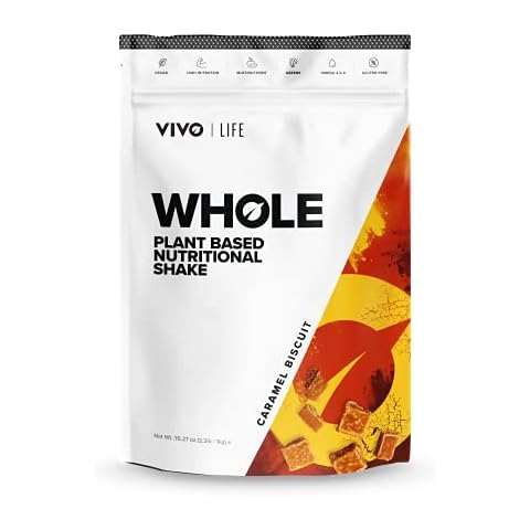 Vivo Life Whole, Vegan Meal Replacement Shake with Proteins, Vitamins & Minerals - 1 kg, 25 Servings (Caramel Biscuit) Cover