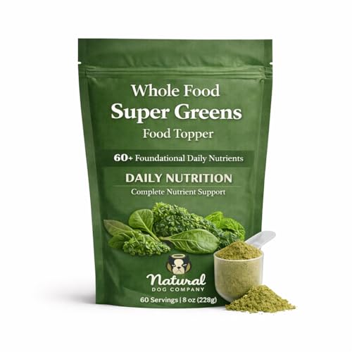 Natural Dog Company Super Greens Food Topper for Dogs, 8oz &ndash; Multivitamin & Superfood Powder &ndash;...