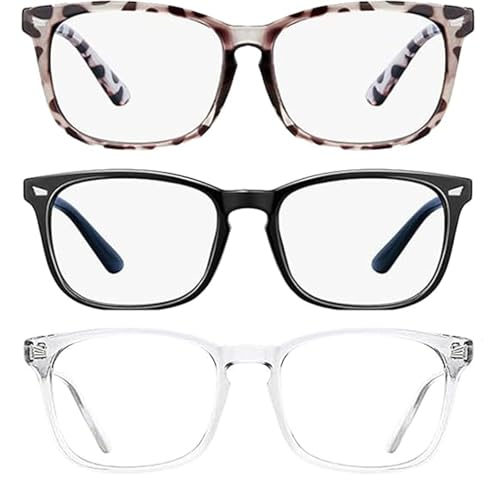 JNGTKL Blue Light Glasses Womens, 3 Pcs Blue Light Glasses, Beautiful and Stylish Blue Light Blocking Glasses, Computer Glasses Suitable for Women to Decorate Themselves and Prevent Blue Light