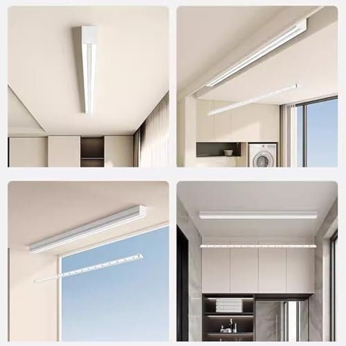 Ceiling Mounted Electric Clothes Dryer with Remote Control, Aluminium & Steel, Adjustable Height, Surface Mounted Invisible Clothes Hanger for Balcony, Indoor, Laundry(1.5m)