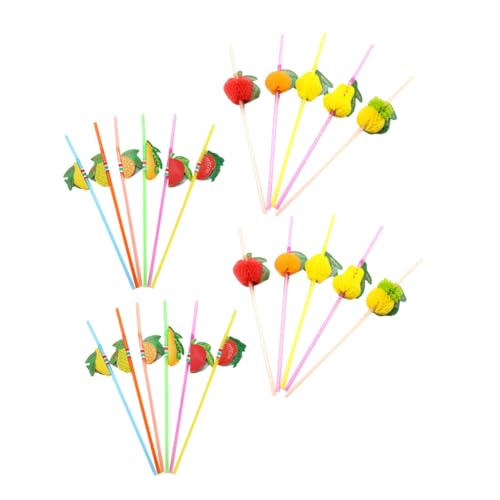 Healifty 60Pcs Decorative Fruit Straws Party Beverage Straws Smooth Safe for Milk Bubble Tea Juice Water Drinking Cups Jars Cans