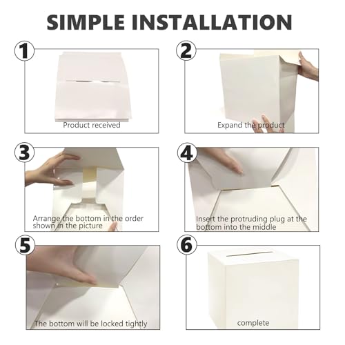 Makoto Nobu Weiß Kartenbox Hochzeit, Kartenbox Hochzeitsbox, Hochzeit Geschenkbox, mit 10 Stück Grußkarten 22 X 22cm Hochzeitsbox, Glückwunschkartenbox, Geldbox, für Hochzeitsempfänge Partydeko