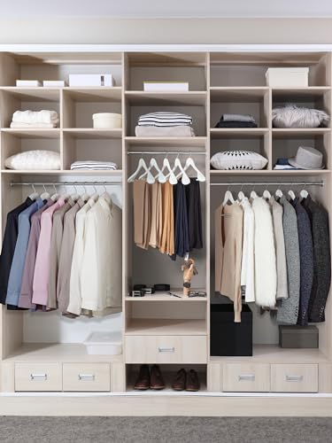 House Day Hochwertige Massivholz-Kleiderbügel für Frauen, breite Schulter, Holzbügel, Anzugbügel mit Rutschfester Hosenstange, Glatte Oberfläche, 360° drehbarer Haken für Kleid, 6 Stück, Weiß