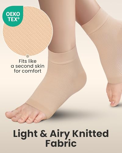 Image of KEMFORD Ankle Compression Sleeve - 1-Pair, Plantar Fasciitis Braces - Open Toe Compression Socks for Swelling, Sprain, Neuropathy, Arch Support for Men and Women