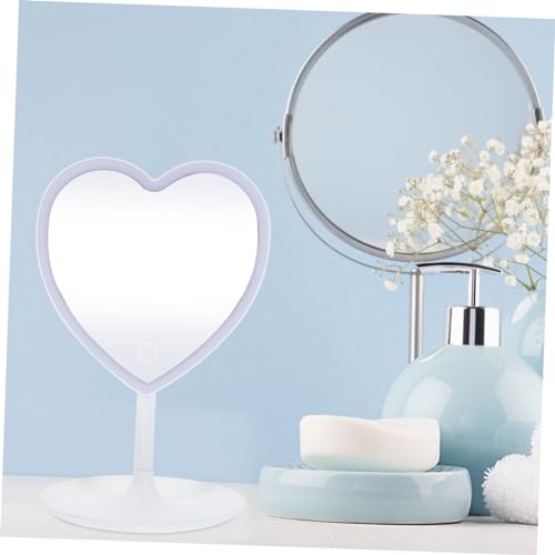 Espejo de maquillaje LED con luz en forma de corazón miniatura 7