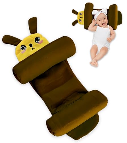 Image of Baby Hugging Pillow with Supersoft Fabric | 0-18 Months Newborn Pillow /Takiya /Cushion | Neck & Head Support for Babies (Brown)