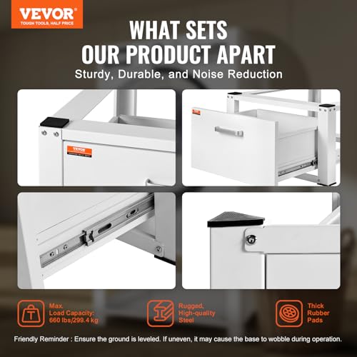 Image of VEVOR Laundry Pedestal 27 inch Wide 14.4 inch Height, Washer And Dryer Base Stand Platform Universal Fit 660lbs Capacity, Heavy Duty Multi-Functional Base for Washing Machine with Drawer & Rich Accessories