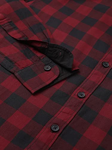 Image of Dennis Lingo Men's Cotton Box Checkered Slim Fit Casual Shirt with Chest Pocket, Full Sleeve Shirt for Formal & Casual Wear