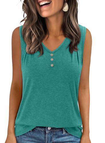 KISSMODA Tank Tops for Women Summer Casual Sleeveless Shirts Dressy Trendy V Neck Tunics Loose Notched Blouses S-3XL