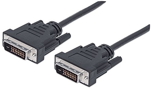 Manhattan Digital DVI-D Dual Link Video Cable, 1.8m, Male to Male, Fully Shielded, Compatible with DVD-D, Black, Lifetime Warranty, Polybag
