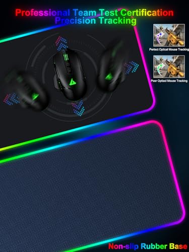 Image of RGB Gaming Mouse Pad with Fast Wireless Charger, LED Extended Desk Mat, Home Office Large Desk Pad with Ultra-Smooth Surface, Non-Slip Base, Waterproof Keyboard Pad (Black)