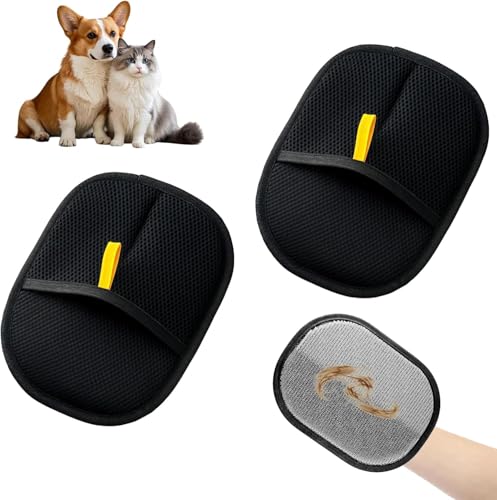 Sariputa Lot de 2 gants d'épilation pour poils d'animaux - Magnétique - Double face - Réutilisable - Antistatique - Pour animaux de compagnie, vêtements, meubles et voiture