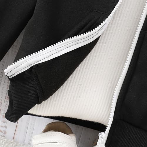 Windbreaker Kids Boys Autumn Winter Shirt Solid Long Sleeve Boys Hoodie Coat Clothes Outwear Winter (Black, 6-7 Years)2