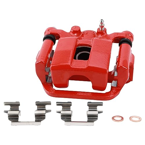 Image of TRQ Performance Rear Driver and Passenger Side Brake Caliper Set Caliper Brackets Hardware Compatible with 08-13 Nissan Rogue 14-15 Rogue Select